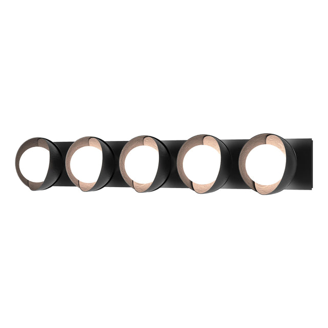 Hubbardton Forge 2022 Black Black Opal Glass (GG) Brooklyn 5-Light Straight Double Shade Bath Sconce