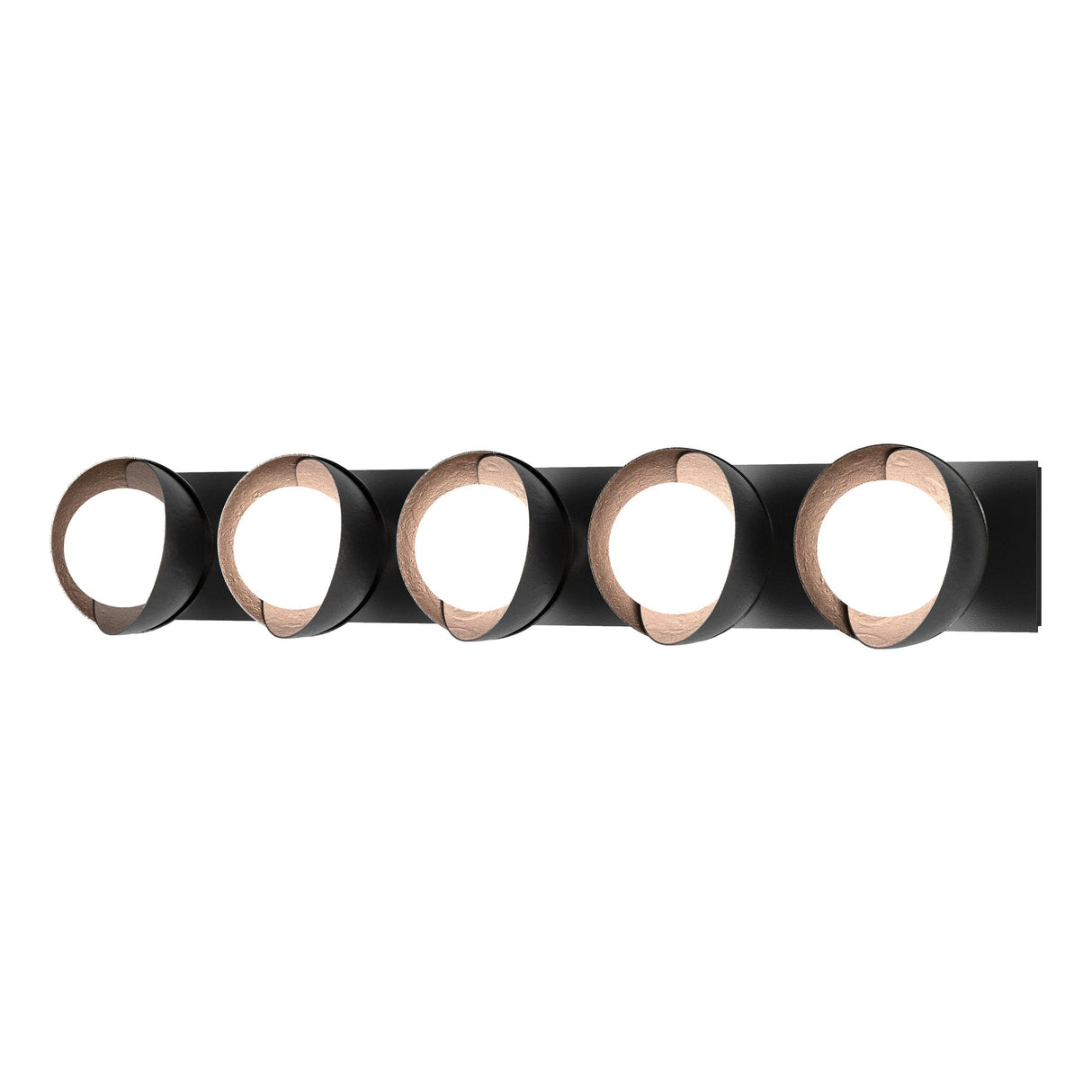 Hubbardton Forge 2022 Black Oil Rubbed Bronze Opal Glass (GG) Brooklyn 5-Light Straight Double Shade Bath Sconce