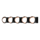 Hubbardton Forge 2022 Black Oil Rubbed Bronze Opal Glass (GG) Brooklyn 5-Light Straight Double Shade Bath Sconce