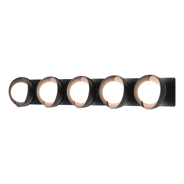 Hubbardton Forge 2022 Black Oil Rubbed Bronze Opal Glass (GG) Brooklyn 5-Light Straight Double Shade Bath Sconce