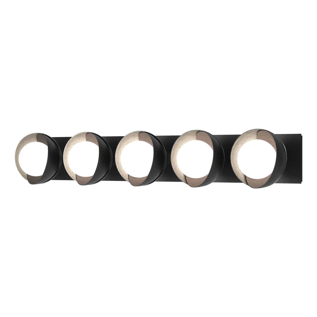 Hubbardton Forge 2022 Black Vintage Platinum Opal Glass (GG) Brooklyn 5-Light Straight Double Shade Bath Sconce