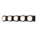 Hubbardton Forge 2022 Black Soft Gold Opal Glass (GG) Brooklyn 5-Light Straight Double Shade Bath Sconce