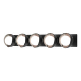 Hubbardton Forge 2022 Black Sterling Opal Glass (GG) Brooklyn 5-Light Straight Double Shade Bath Sconce