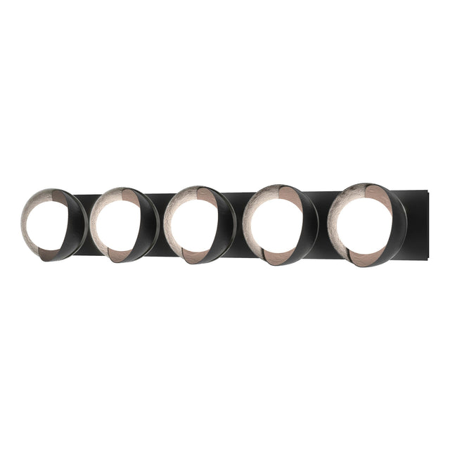 Hubbardton Forge 2022 Black Sterling Opal Glass (GG) Brooklyn 5-Light Straight Double Shade Bath Sconce