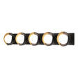 Hubbardton Forge 2022 Black Modern Brass Opal Glass (GG) Brooklyn 5-Light Straight Double Shade Bath Sconce