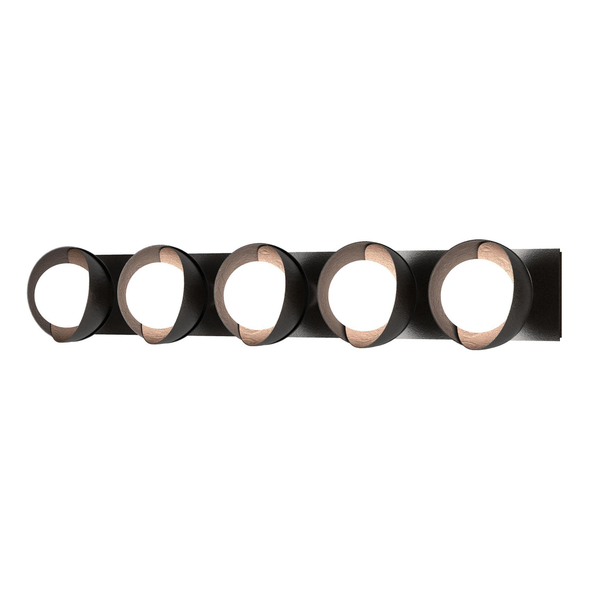 Hubbardton Forge 2022 Oil Rubbed Bronze Black Opal Glass (GG) Brooklyn 5-Light Straight Double Shade Bath Sconce