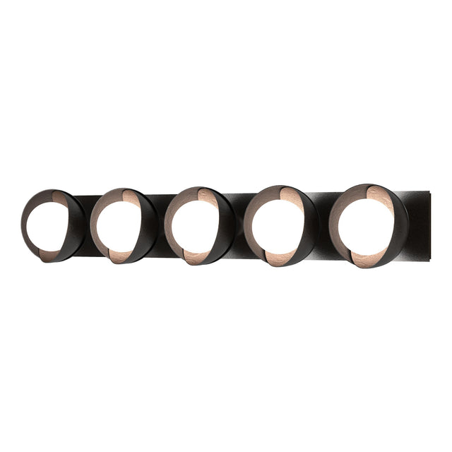Hubbardton Forge 2022 Oil Rubbed Bronze Black Opal Glass (GG) Brooklyn 5-Light Straight Double Shade Bath Sconce