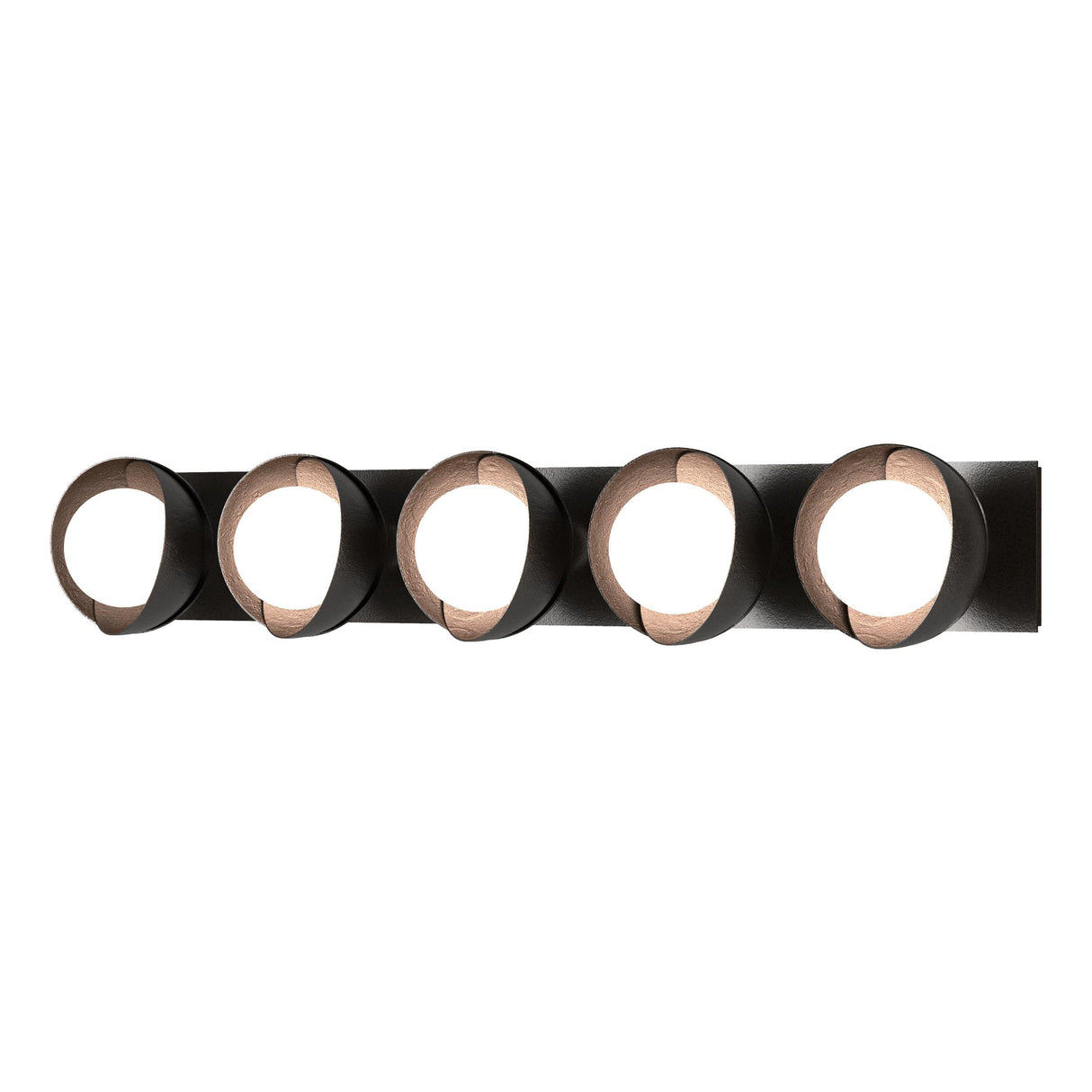 Hubbardton Forge 2022 Oil Rubbed Bronze Oil Rubbed Bronze Opal Glass (GG) Brooklyn 5-Light Straight Double Shade Bath Sconce