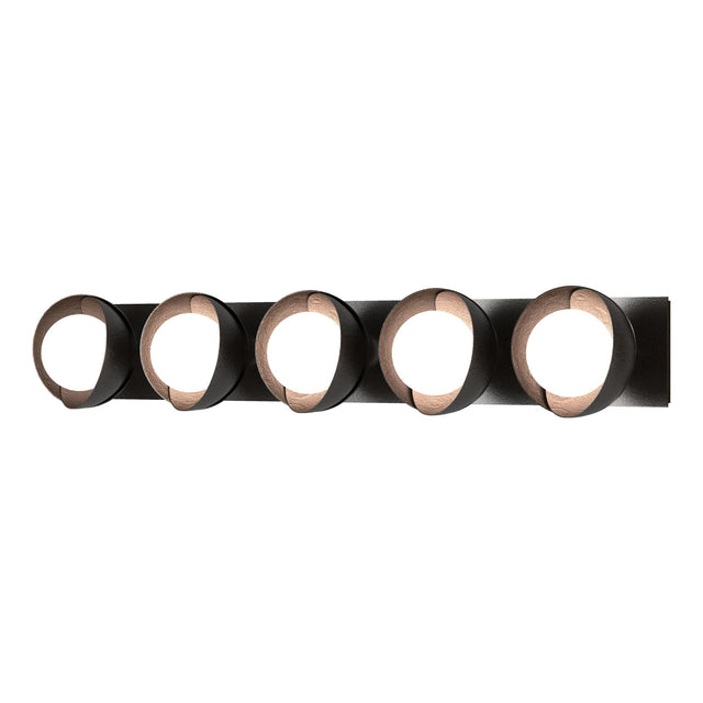 Hubbardton Forge 2022 Oil Rubbed Bronze Oil Rubbed Bronze Opal Glass (GG) Brooklyn 5-Light Straight Double Shade Bath Sconce