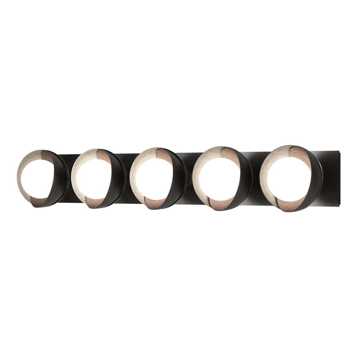 Hubbardton Forge 2022 Oil Rubbed Bronze Vintage Platinum Opal Glass (GG) Brooklyn 5-Light Straight Double Shade Bath Sconce