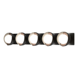Hubbardton Forge 2022 Oil Rubbed Bronze Vintage Platinum Opal Glass (GG) Brooklyn 5-Light Straight Double Shade Bath Sconce