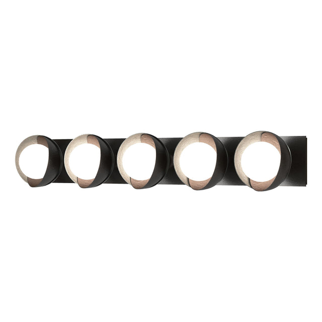 Hubbardton Forge 2022 Oil Rubbed Bronze Vintage Platinum Opal Glass (GG) Brooklyn 5-Light Straight Double Shade Bath Sconce