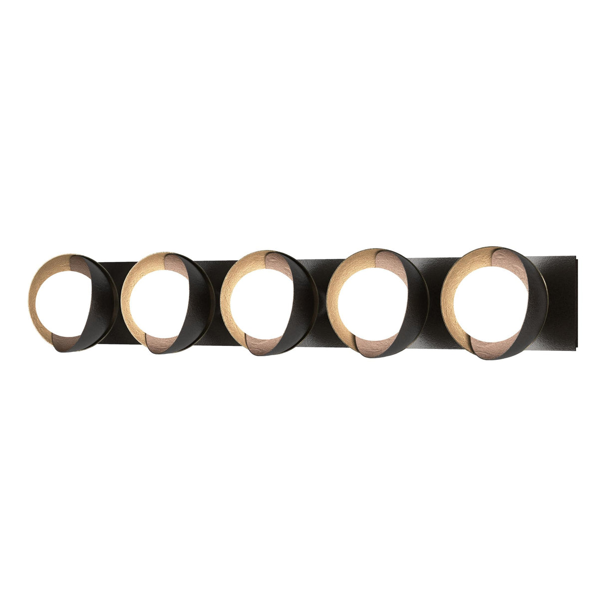 Hubbardton Forge 2022 Oil Rubbed Bronze Soft Gold Opal Glass (GG) Brooklyn 5-Light Straight Double Shade Bath Sconce