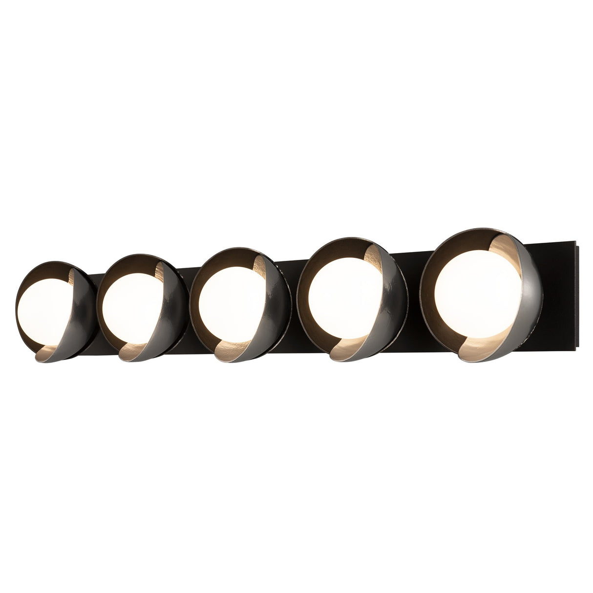 Hubbardton Forge 2022 Oil Rubbed Bronze Sterling Opal Glass (GG) Brooklyn 5-Light Straight Double Shade Bath Sconce