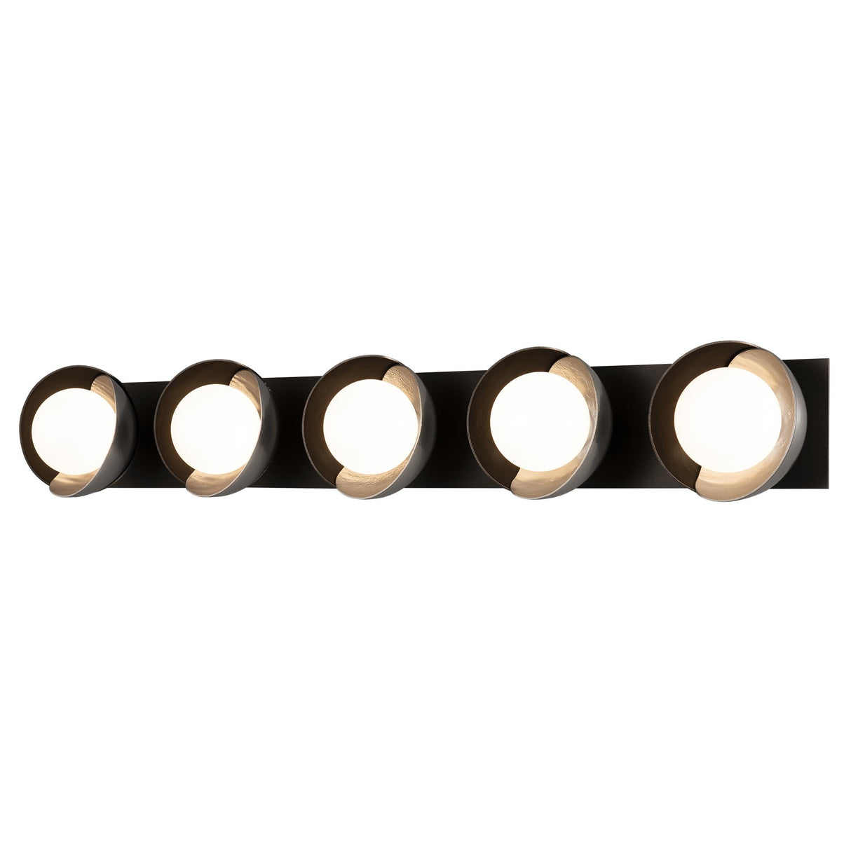 Hubbardton Forge 2022 Oil Rubbed Bronze Sterling Opal Glass (GG) Brooklyn 5-Light Straight Double Shade Bath Sconce
