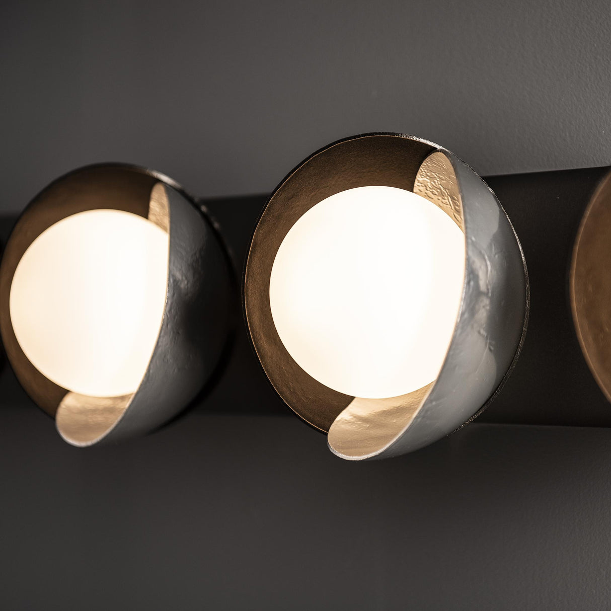Hubbardton Forge 2022 Oil Rubbed Bronze Sterling Opal Glass (GG) Brooklyn 5-Light Straight Double Shade Bath Sconce