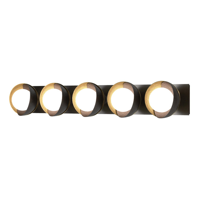 Hubbardton Forge 2022 Oil Rubbed Bronze Modern Brass Opal Glass (GG) Brooklyn 5-Light Straight Double Shade Bath Sconce