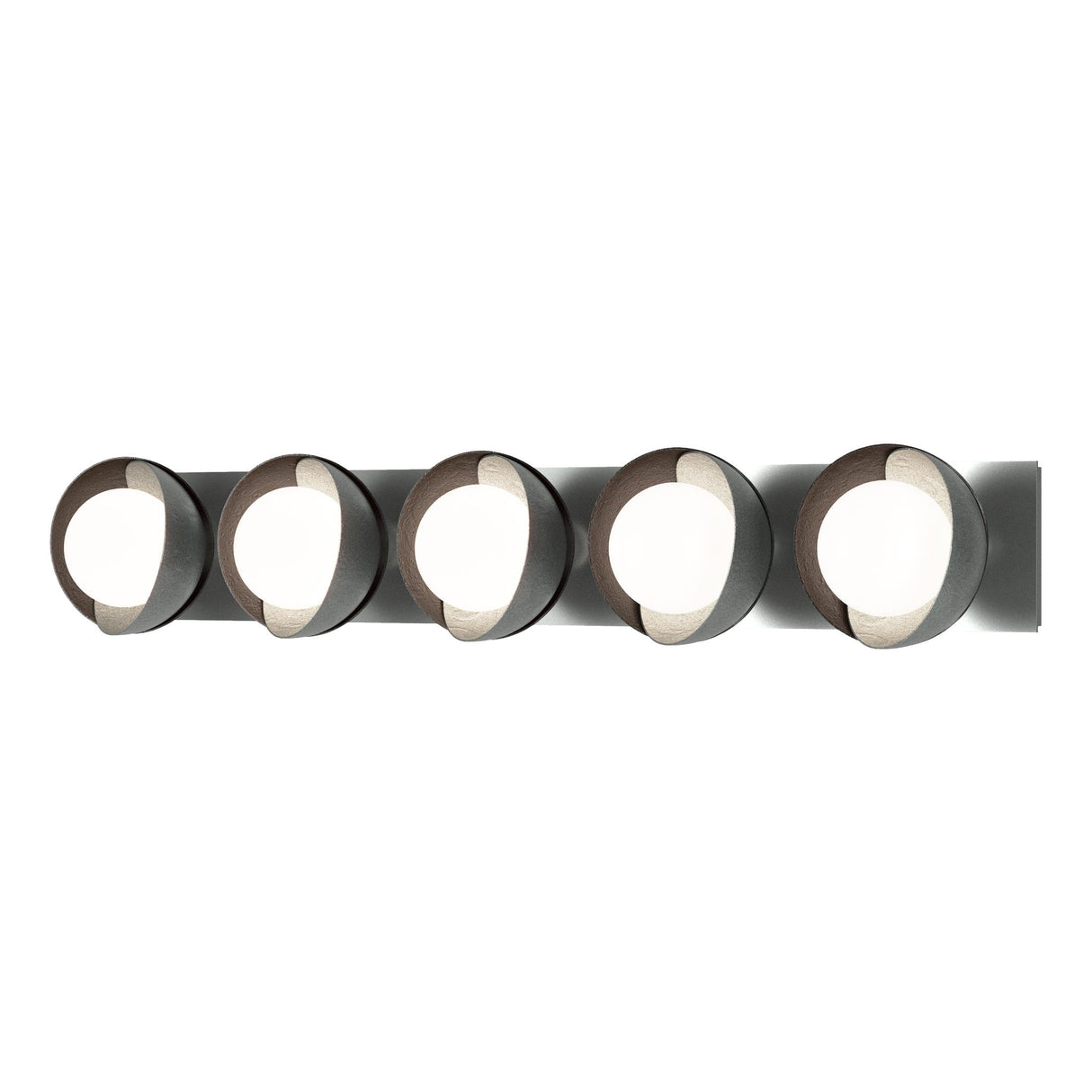 Hubbardton Forge 2022 Vintage Platinum Oil Rubbed Bronze Opal Glass (GG) Brooklyn 5-Light Straight Double Shade Bath Sconce