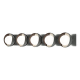 Hubbardton Forge 2022 Vintage Platinum Oil Rubbed Bronze Opal Glass (GG) Brooklyn 5-Light Straight Double Shade Bath Sconce
