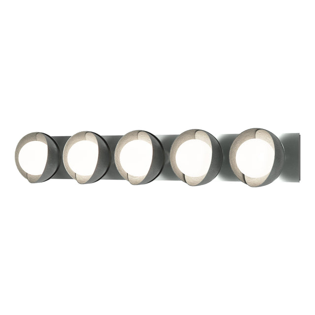 Hubbardton Forge 2022 Vintage Platinum Vintage Platinum Opal Glass (GG) Brooklyn 5-Light Straight Double Shade Bath Sconce