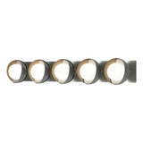 Hubbardton Forge 2022 Vintage Platinum Soft Gold Opal Glass (GG) Brooklyn 5-Light Straight Double Shade Bath Sconce