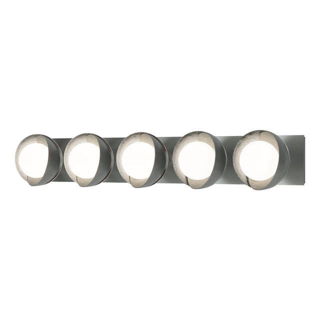 Hubbardton Forge 2022 Vintage Platinum Sterling Opal Glass (GG) Brooklyn 5-Light Straight Double Shade Bath Sconce