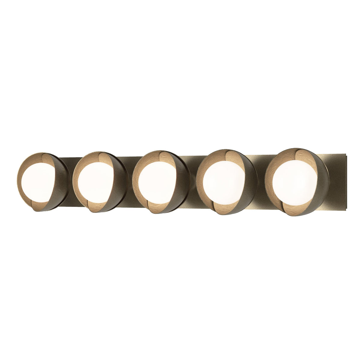 Hubbardton Forge 2022 Soft Gold Soft Gold Opal Glass (GG) Brooklyn 5-Light Straight Double Shade Bath Sconce