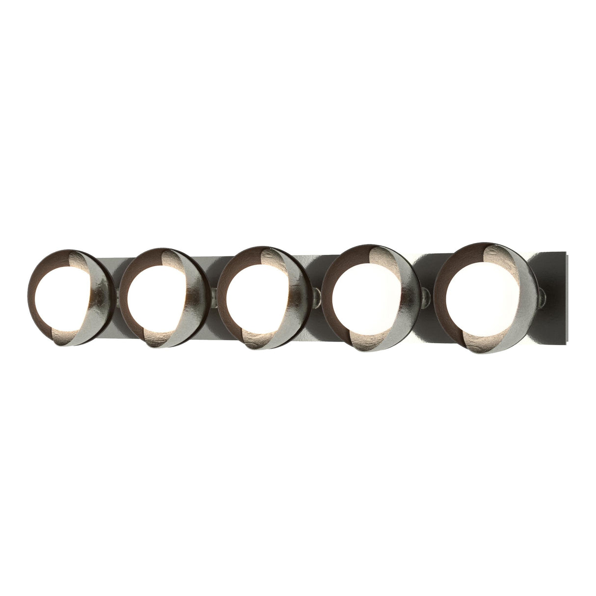 Hubbardton Forge 2022 Sterling Oil Rubbed Bronze Opal Glass (GG) Brooklyn 5-Light Straight Double Shade Bath Sconce