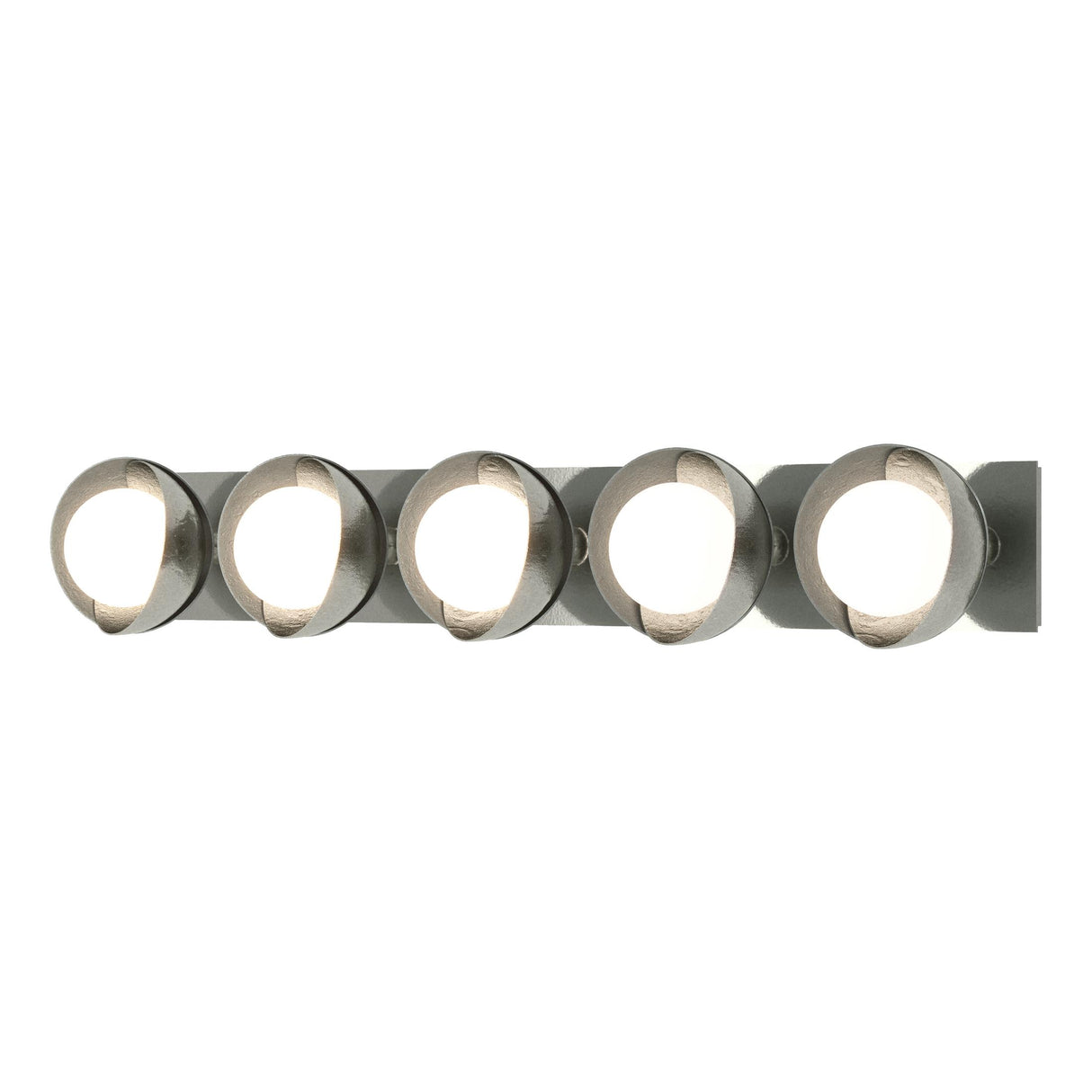 Hubbardton Forge 2022 Sterling Vintage Platinum Opal Glass (GG) Brooklyn 5-Light Straight Double Shade Bath Sconce