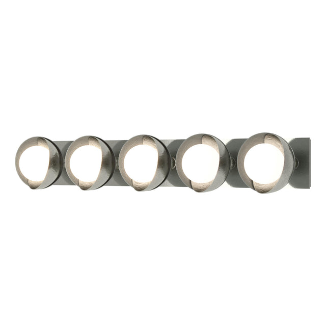 Hubbardton Forge 2022 Sterling Vintage Platinum Opal Glass (GG) Brooklyn 5-Light Straight Double Shade Bath Sconce