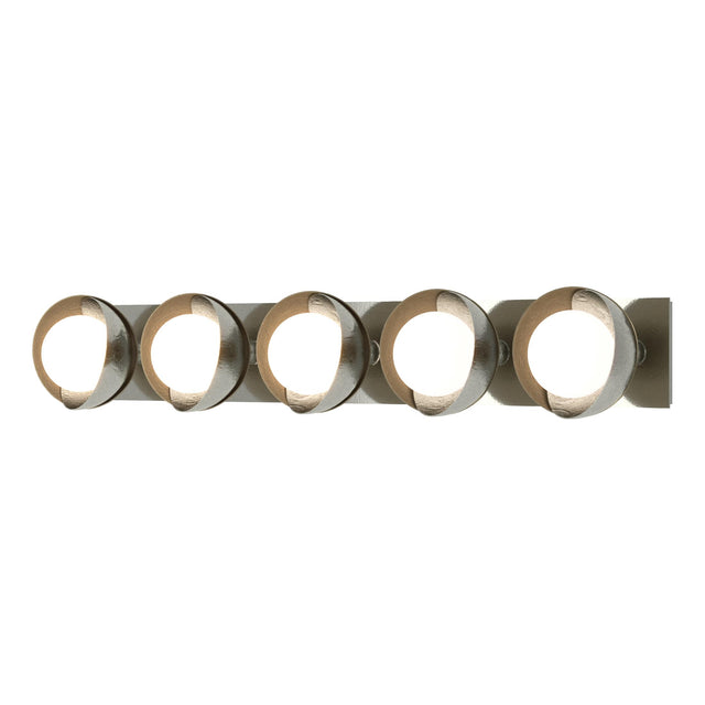 Hubbardton Forge 2022 Sterling Soft Gold Opal Glass (GG) Brooklyn 5-Light Straight Double Shade Bath Sconce