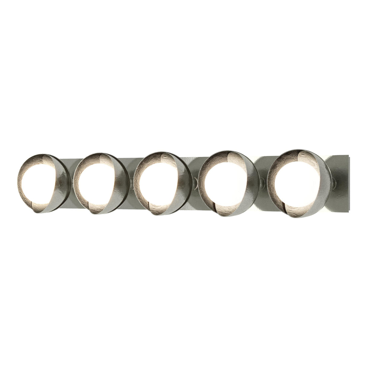 Hubbardton Forge 2022 Sterling Sterling Opal Glass (GG) Brooklyn 5-Light Straight Double Shade Bath Sconce