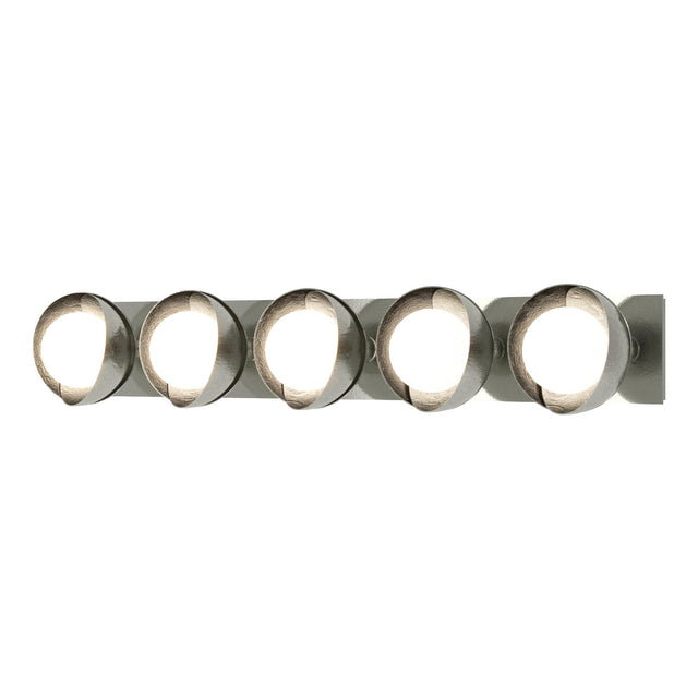 Hubbardton Forge 2022 Sterling Sterling Opal Glass (GG) Brooklyn 5-Light Straight Double Shade Bath Sconce
