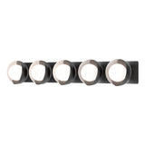 Hubbardton Forge 2022 Black White Opal Glass (GG) Brooklyn 5-Light Straight Double Shade Bath Sconce