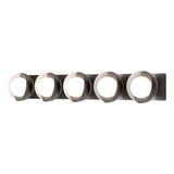 Hubbardton Forge 2022 Oil Rubbed Bronze White Opal Glass (GG) Brooklyn 5-Light Straight Double Shade Bath Sconce
