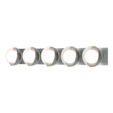 Hubbardton Forge 2022 Vintage Platinum White Opal Glass (GG) Brooklyn 5-Light Straight Double Shade Bath Sconce