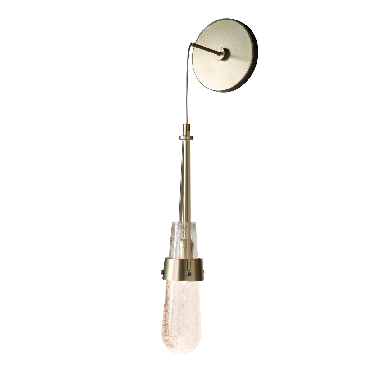 Hubbardton Forge 2022 Modern Brass Clear Bubble Glass (YG) Link Blown Glass Low Voltage Sconce