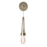 Hubbardton Forge 2022 Modern Brass Clear Glass with White Threading (YJ) Link Blown Glass Low Voltage Sconce
