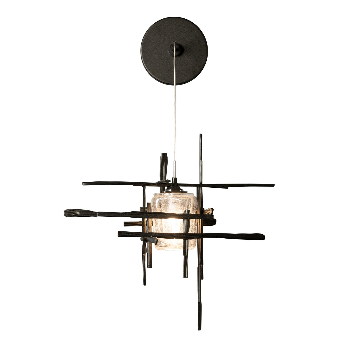 Hubbardton Forge 2022 Oil Rubbed Bronze Seeded Clear Glass (II) Tura Seeded Glass Low Voltage Sconce