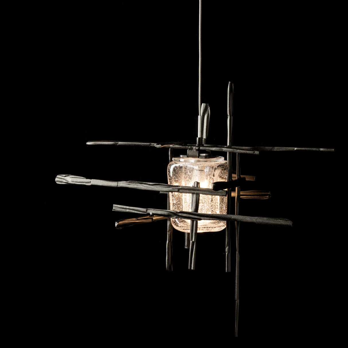 Hubbardton Forge 2022 Oil Rubbed Bronze Seeded Clear Glass (II) Tura Seeded Glass Low Voltage Sconce