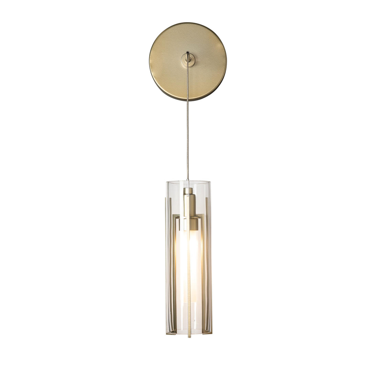 Hubbardton Forge 2023 Modern Brass Clear Glass (ZM) Exos Glass Mini Low Voltage Sconce