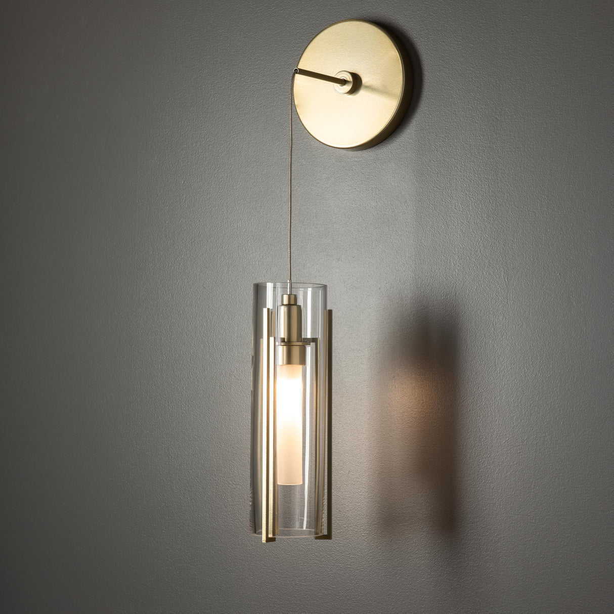 Hubbardton Forge 2023 Modern Brass Clear Glass (ZM) Exos Glass Mini Low Voltage Sconce