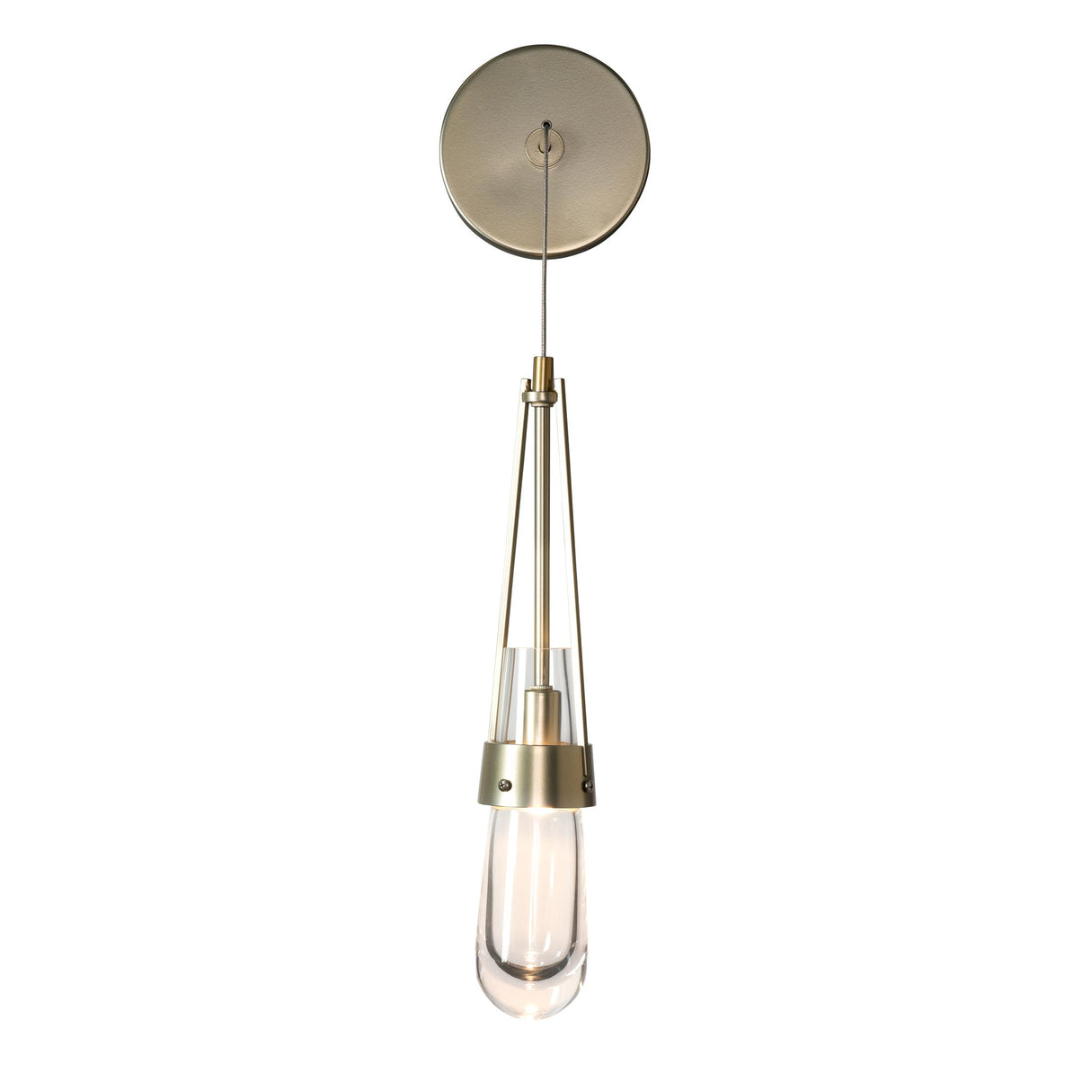 Hubbardton Forge 2022 Modern Brass Clear Glass (ZM) Link Clear Glass Low Voltage Sconce