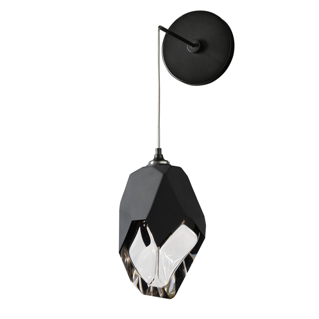 Hubbardton Forge 2023 Ink Black Crystal (BP) Chrysalis Large Low Voltage Sconce
