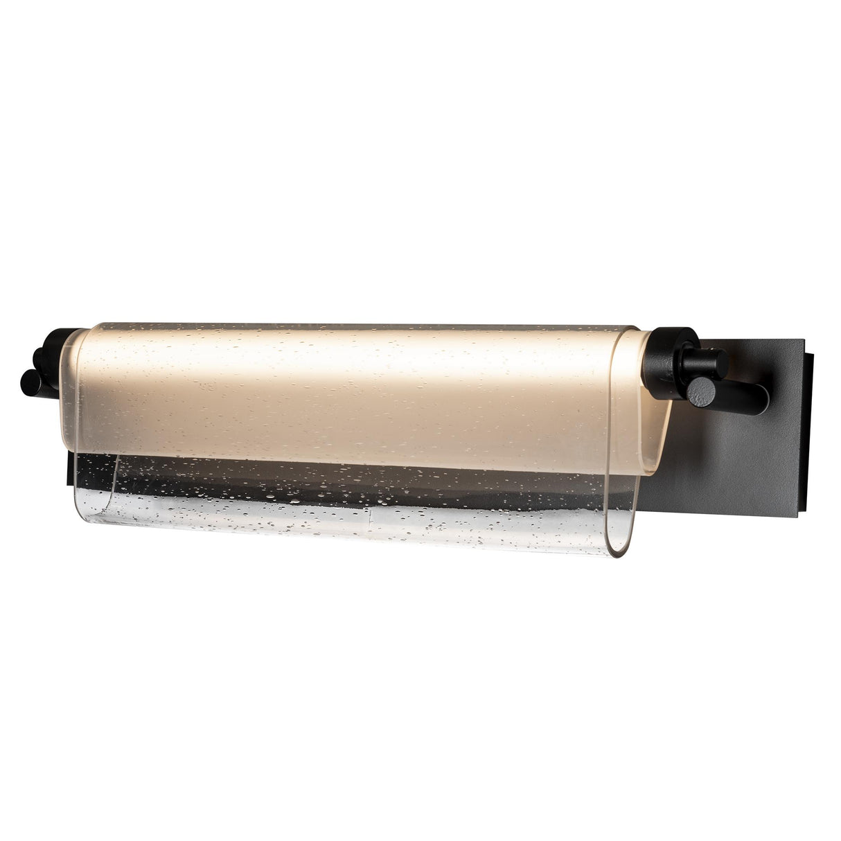Hubbardton Forge 2023 Black Seeded Glass with Opal Diffuser (ZS) Draped Glass LED Bath Bar