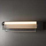 Hubbardton Forge 2023 Black Seeded Glass with Opal Diffuser (ZS) Draped Glass LED Bath Bar
