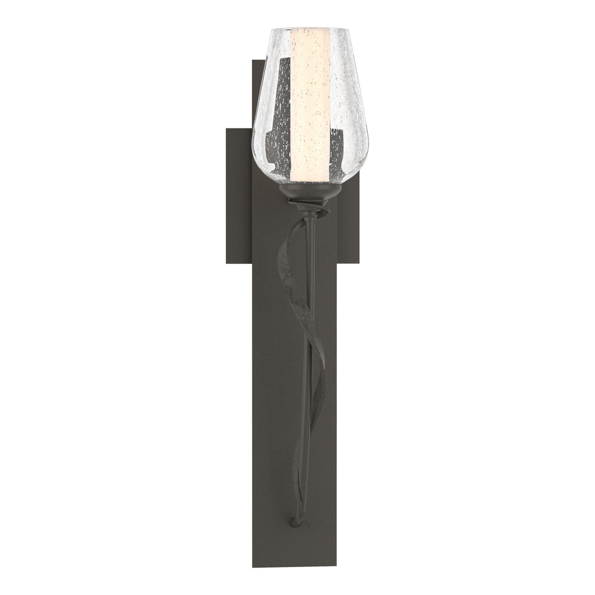 Hubbardton Forge 2011 Dark Smoke Seeded Glass with Opal Diffuser (ZS) Flora Sconce