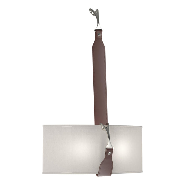 Hubbardton Forge 2022 Black Polished Nickel British Brown Leather Flax Shade (SE) Saratoga Sconce
