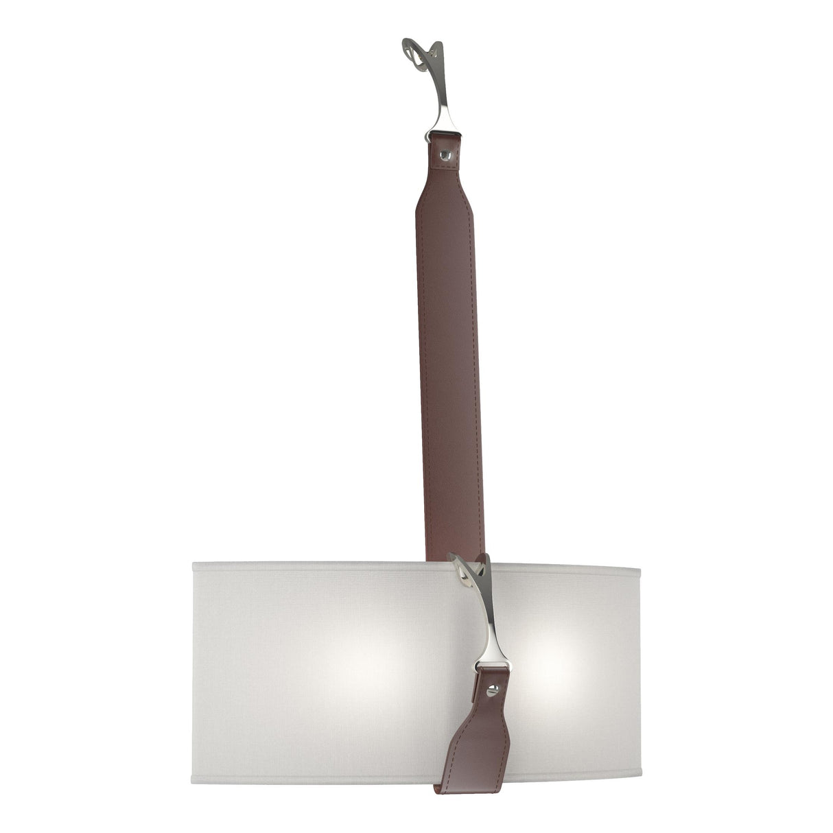 Hubbardton Forge 2022 Black Polished Nickel British Brown Leather Natural Anna Shade (SF) Saratoga Sconce