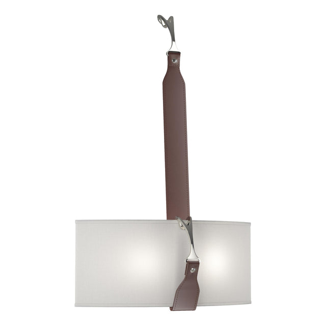 Hubbardton Forge 2022 Black Polished Nickel British Brown Leather Natural Anna Shade (SF) Saratoga Sconce